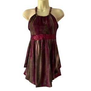 Mareca 2 Pc Brown & Wine Print Sequin Lyrical Jazz Dance Dress Shorts Costume M